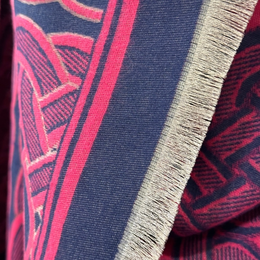 Clan Artisan fuschia and Navy Patterned Scarf - Picture 5 of 8